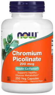 Хром пиколинат, Chromium Picolinate, Now Foods, 200 мкг, 250 капсул