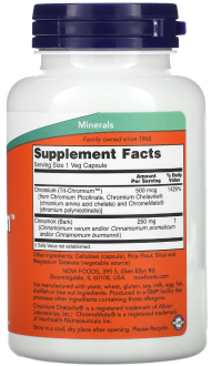 Хром, Tri-Chromium, Now Foods, 500 мкг, 180 капсул