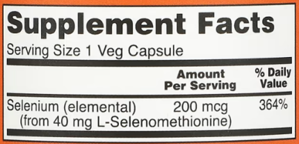 Селен (Selenium), Now Foods, 200 мкг, 180 капсул