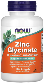 Глицинат цинка, Zinc Glycinate, Now Foods, 120 капсул