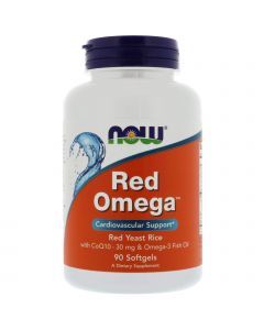 Красный рис, омега, Q10 (Omega, Red Yeast Rice), Now Foods, 90 капсул