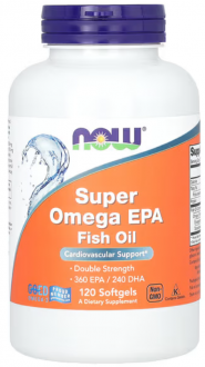 Рыбий жир, супер Омега, Omega EPA, Now Foods, 120 гел.капсул