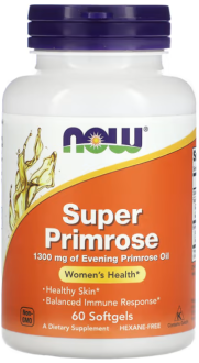 Масло вечерней примулы, Super Primrose (1300 мг), Now Foods, 60 капсул