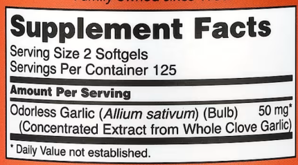 Чеснок, экстракт, Odorless Garlic, Now Foods, 250 капсул