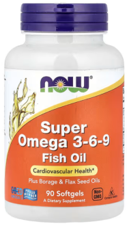 Супер омега 3 6 9, Now Foods, 1200 мг, 90 капсул