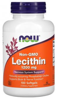 Лецитин, Lecithin, Now Foods, 1200 мг, 100 капсул