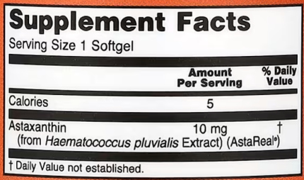 Астаксантин, Astaxanthin, Now Foods, 10 мг, 60 капсул