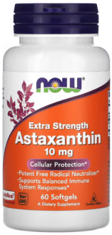 Астаксантин, Astaxanthin, Now Foods, 10 мг, 60 капсул