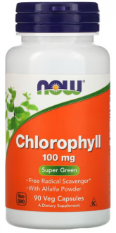 Хлорофилл, Chlorophyll, Now Foods, 100 мг, 90 капсул