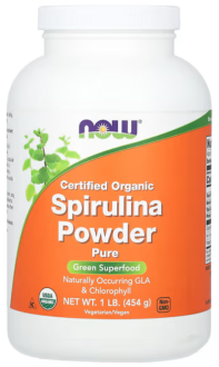 Спирулина сертифицированный органический порошок, Spirulina, Now Foods, 454 гр