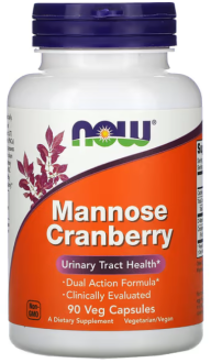 Манноза, Mannose, Now Foods, клюква, 90 капсул