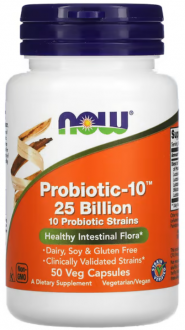 Пробиотик-10, Probiotic-10, 25 Billion, Now Foods, 50 капсул