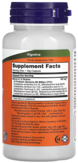 Пробиотик-10, Probiotic, Now Foods, 25 млрд КОЕ, 100 капсул