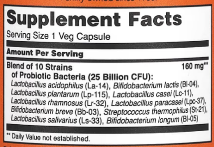 Пробиотик-10, Probiotic, Now Foods, 25 млрд КОЕ, 100 капсул