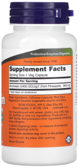 Бромелайн, Bromelain, Now Foods, 500 мг, 60 капсул