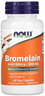 Бромелайн, Bromelain, Now Foods, 500 мг, 60 капсул