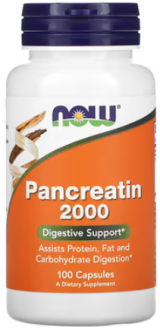 Панкреатин, Pancreatin, Now Foods, 10X 200 мг, 100 капсул