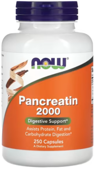Панкреатин, Pancreatin, Now Foods, 10X 200 мг, 250 капсул