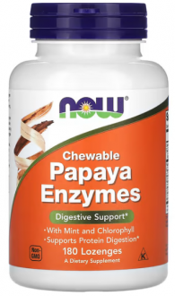Пищеварительные ферменты папайи, Papaya Enzymes, Now Foods, 180 леденцов