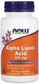 Альфа-липоевая кислота, Now Foods, 100 мг, 60 кап.