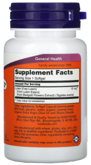 Лютеин, Lutein, Now Foods, 10 мг, 120 капсул