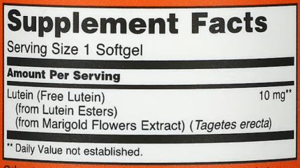Лютеин, Lutein, Now Foods, 10 мг, 120 капсул