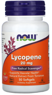 Ликопин (Lycopene) Now Foods 20 мг 50 гелевых капсул