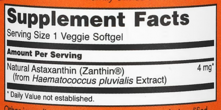 Астаксантин, Astaxanthin, Now Foods, 4 мг, 60 капсул