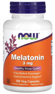 Мелатонин, Melatonin, Now Foods, 3 мг, 180 капсул