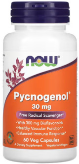 Пикногенол, Pycnogenol, Now Foods, 30 мг, 60 капсул.