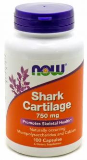 Акулий хрящ, Shark Cartilage, Now Foods, 750 мг, 100 капсул