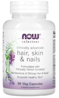 Витамины для волос, ногтей и кожи, Hair, Skin & Nails, Now Foods, Solutions, 90 капсул