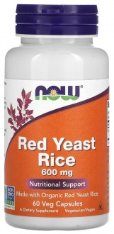 Красный дрожжевой рис, Now Foods, 600 мг, 60 капсул