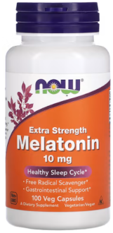 Мелатонин, Melatonin, Now Foods, 10 мг, 100 вегетарианских капсул