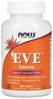 Витамины для женщин Ева, Eve, Women's Multi, Now Foods, 180 таблеток