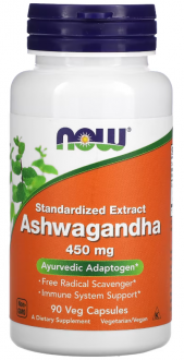 Ашваганда, Ashwagandha, Now Foods, 450 мг, 90 капсул