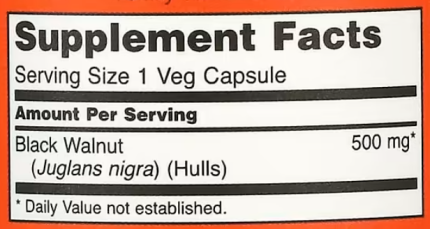 Черный орех (Black Walnut), Now Foods, 500 мг, 100 капсул