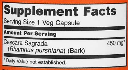 Каскара саграда, Cascara Sagrada, Now Foods, 450 мг, 100 капсул