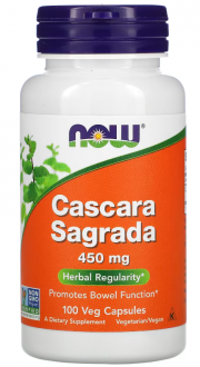 Каскара саграда, Cascara Sagrada, Now Foods, 450 мг, 100 капсул