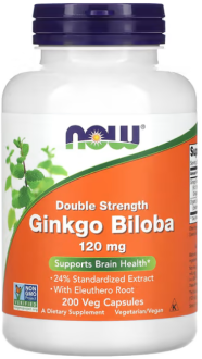 Гинкго Билоба, Ginkgo Biloba, Now Foods, 120 мг, 200 капсул