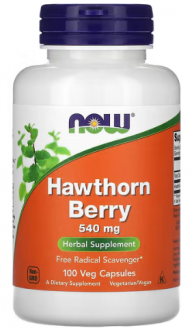 Боярышник, Hawthorn Berry, Now Foods, 540 мг, 100 капсул