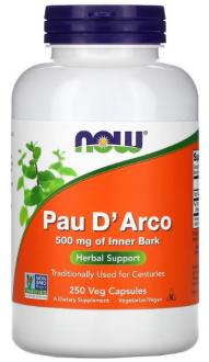 По д'арко, Pau D' Arco, Now Foods, 500 мг, 250 капсул