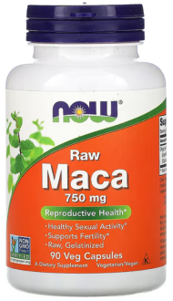 Мака (Maca), Now Foods, вегетарианская, 750 мг, 90 кап