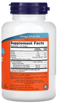 Омега 3 + витамин Д3, Ultra Omega 3-D, Now Foods, 90 капсул