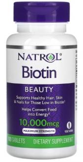 Биотин, Natrol, максимум, 10000 мкг, 100 таблеток