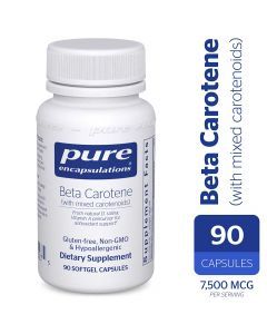 Бета-каротин (со смешанными каротиноидами), Beta Carotene, Pure Encapsulations, 90 капсул