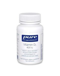 Витамин D3, Vitamin D3, Pure Encapsulations, 400 МЕ, 120 капсул