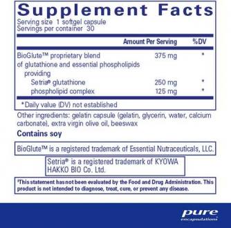 Липосомальный Глутатион, Liposomal Glutathione, Pure Encapsulations, 30 капсул