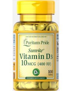 Витамин Д3, Vitamin D3, Puritan's Pride, 400 МЕ, 100 таблеток