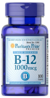 Витамин В-12, Vitamin B-12, Puritan's Pride, 1000 мкг, 100 капсул